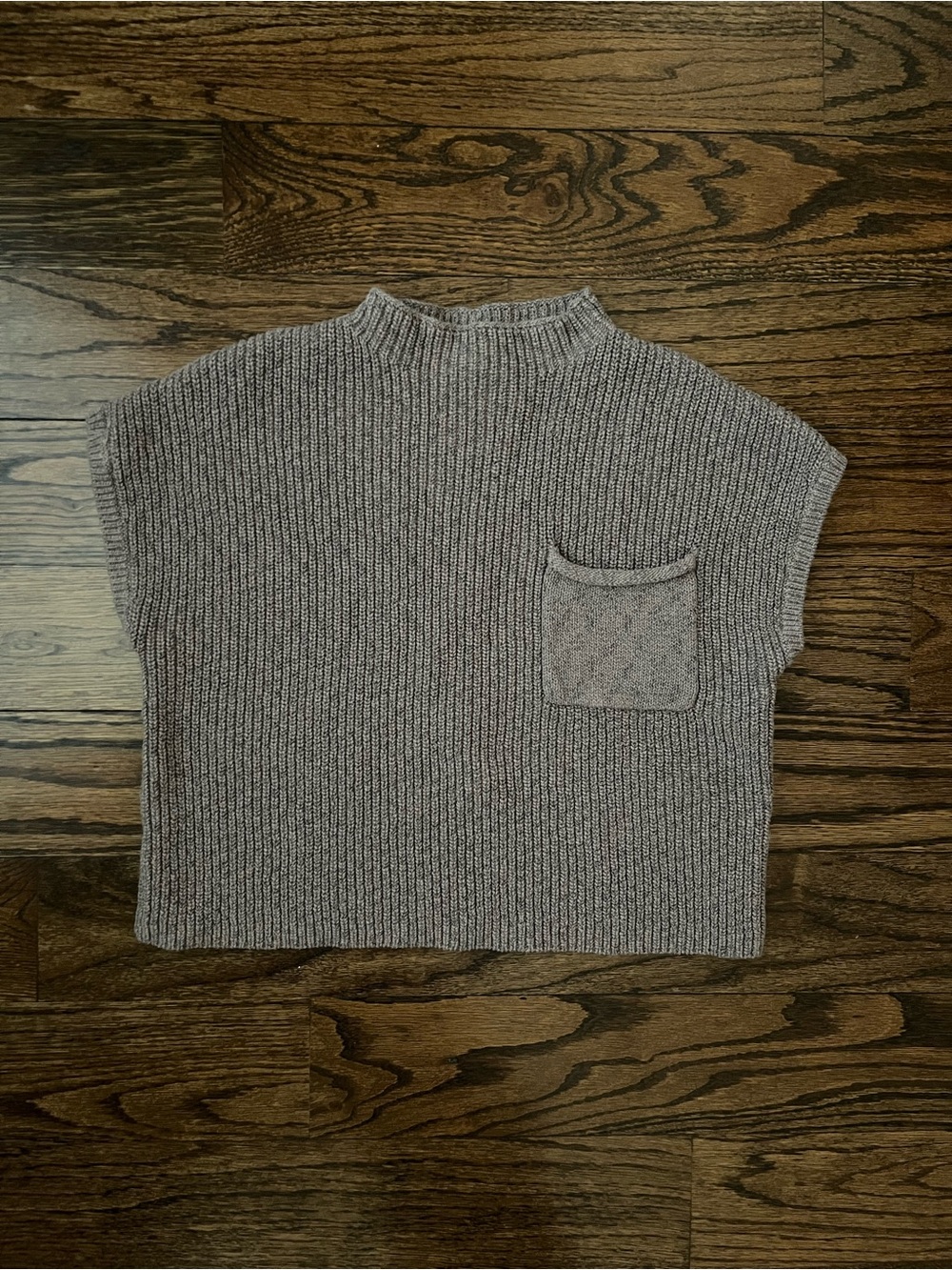 NWOT Free People Chunky Ribbed Knit Boxy Sweater Top in Heathered Taupe